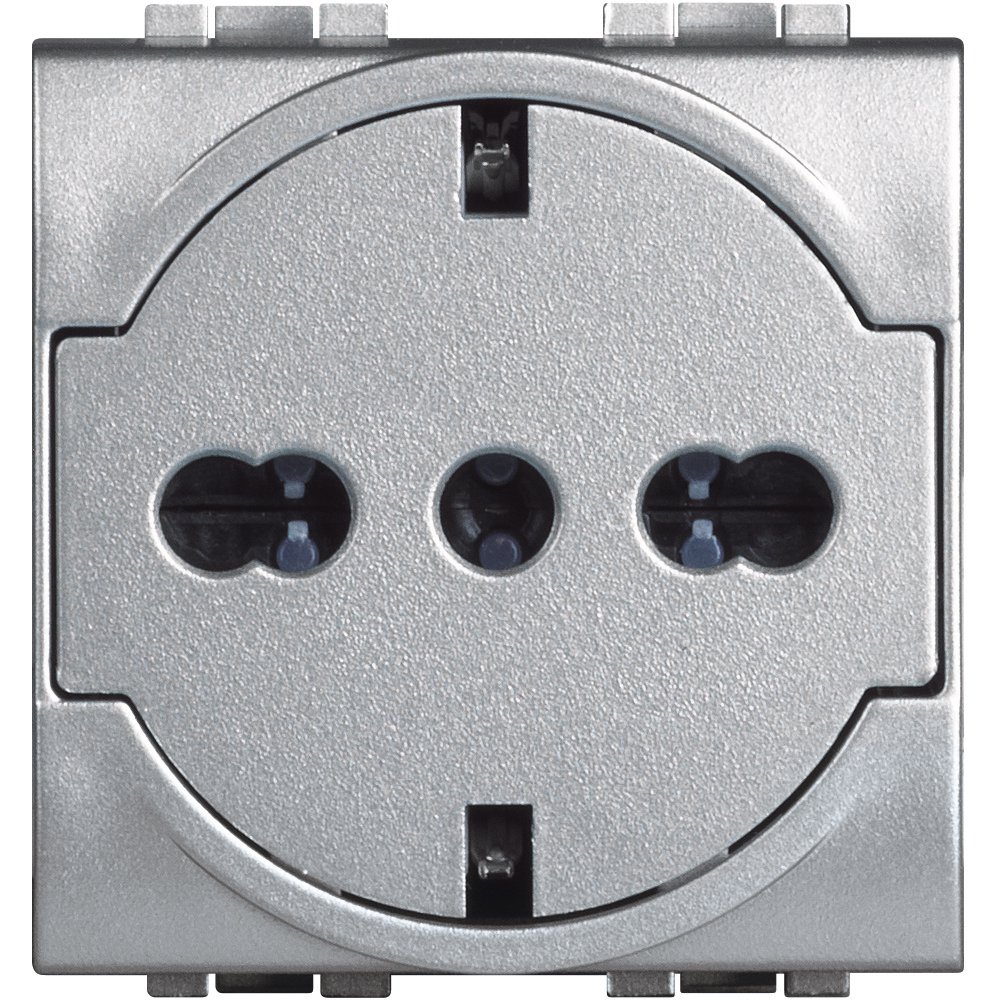 Priza Bticino Living Light 2M+T, Argintiu, Siguranță