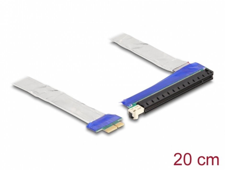 Riser PCI-e x1 la x16 Delock, Cablu 20cm