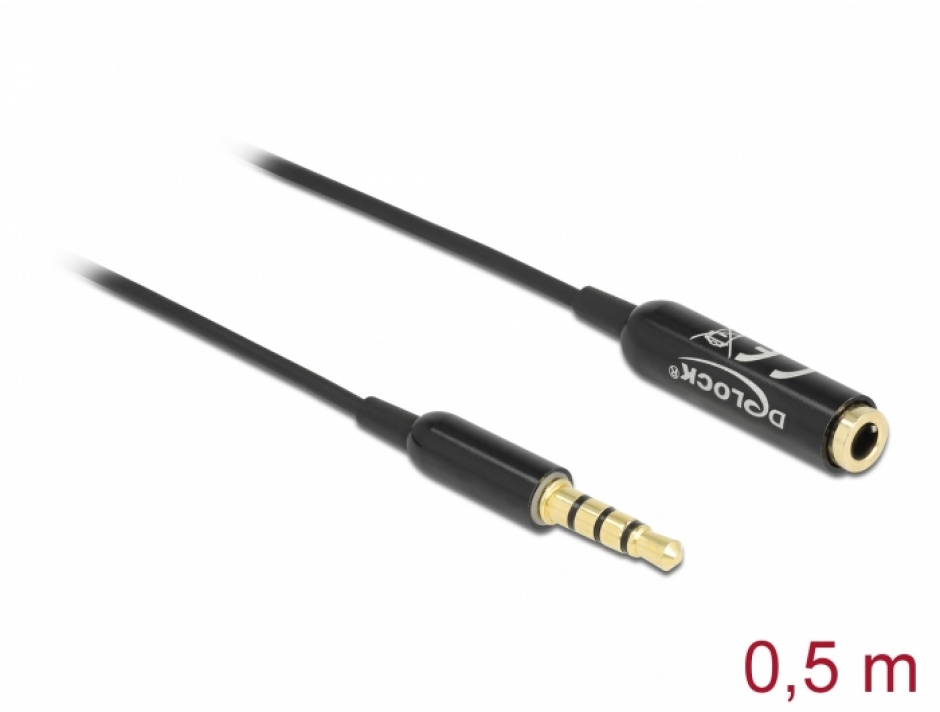 Delock 66074 Cablu Jack 3.5mm Ultra Slim 0.5m