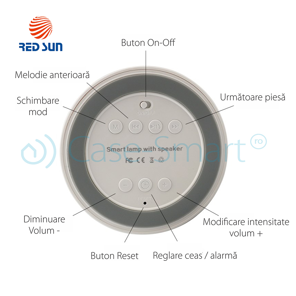 Boxa Red Sun M6 Bluetooth, Ceas & Alarmă, Alb - imagine 3