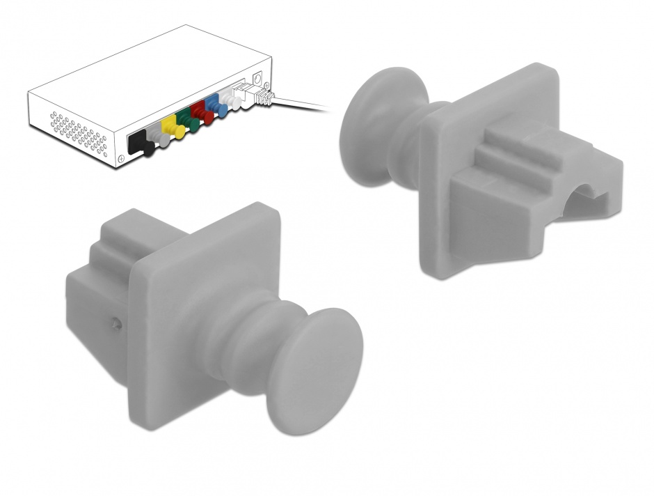 Set 10 Capace Anti-Praf RJ45 Gri | Delock 86508
