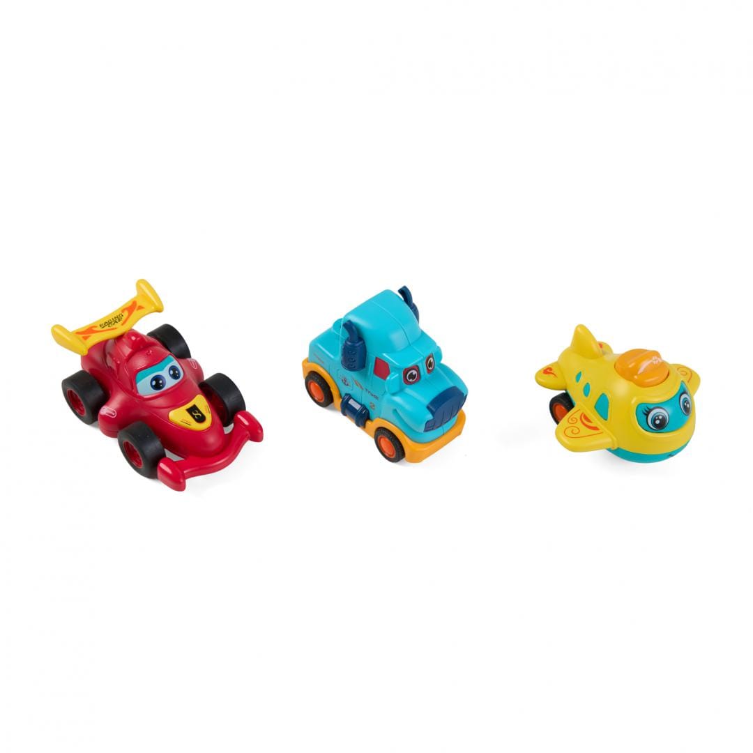 Set 3 Vehicule Inertie Momki - Camion, Masina Curse, Avion - imagine 2