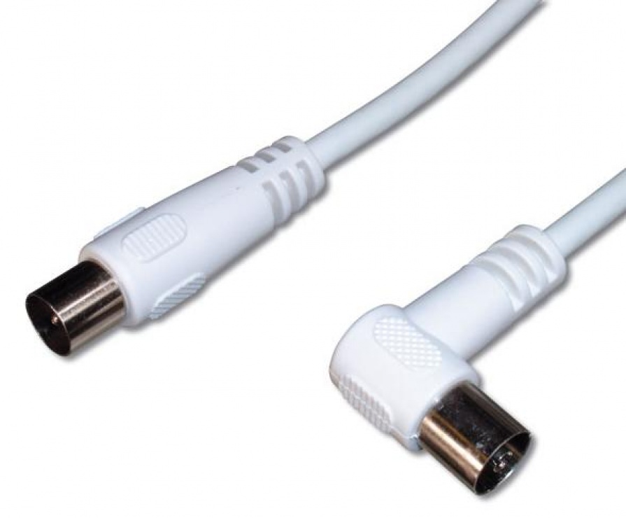 Cablu Antenă Coaxial 90°, Alb, 2m, OEM