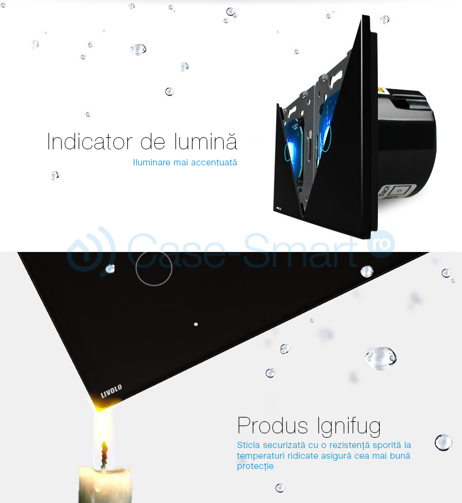 Intrerupator Touch Livolo Sticla, Simplu si Dublu - imagine 3
