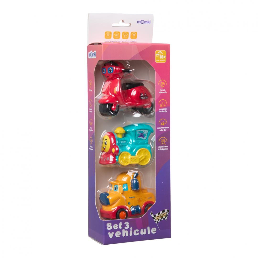 Set 3 Mașinuri prin Inerție MOMKI, fără Baterii - imagine 8