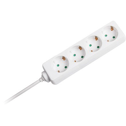 Prelungitor V-TAC 4 Cai, 1.5m, 16A, Alb