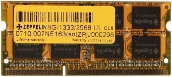 RAM ZEPPELIN 8GB DDR3 1333MHz SODIMM - Performanță Laptop - imagine 1