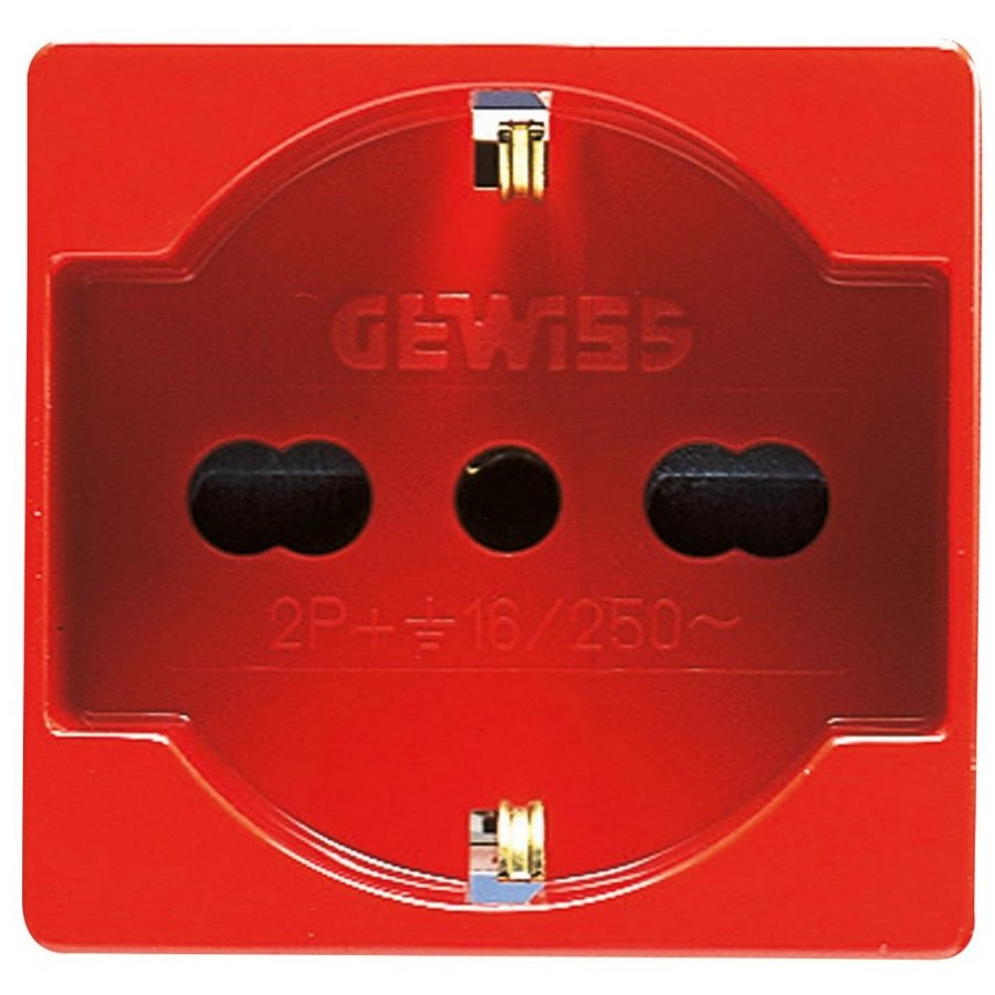 Priză Gewiss 2P+E 16A 2 Module Roșu