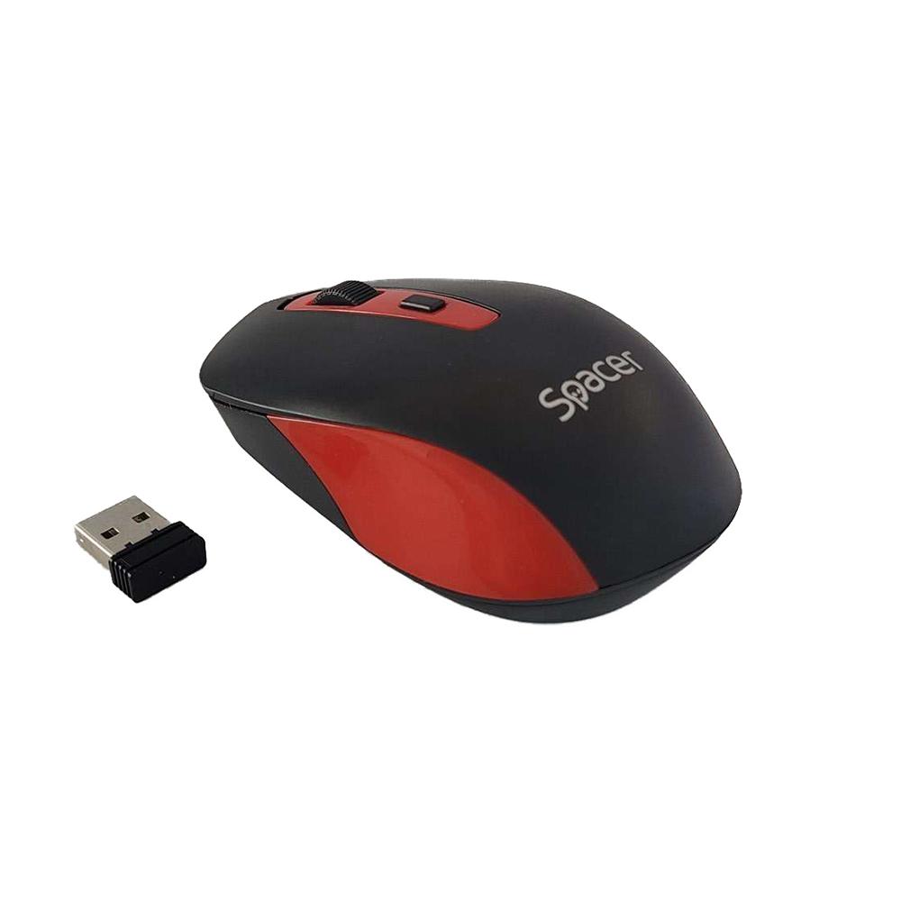 Mouse Wireless Spacer 1600 DPI Negru-Rosu - Baterii Incluse