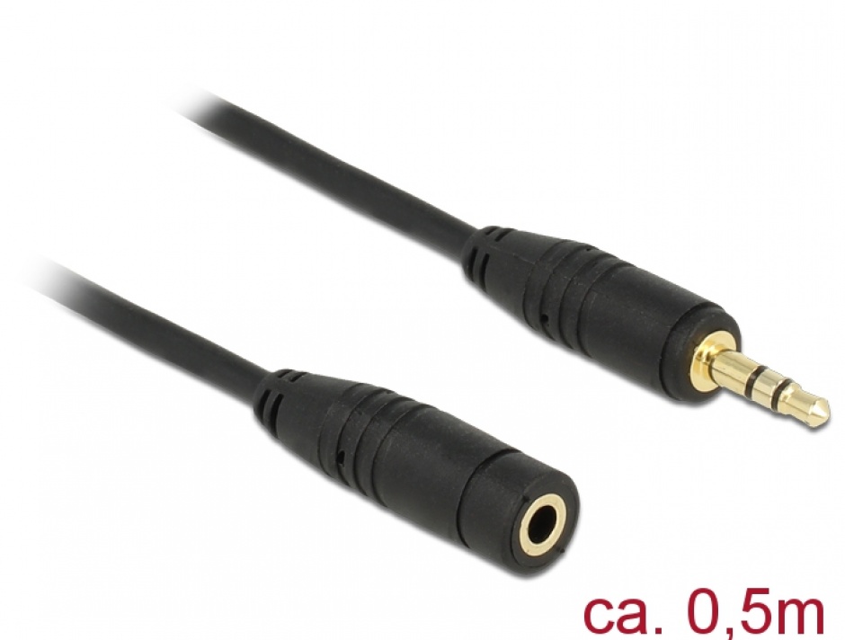 Cablu Prelungitor Audio 3.5mm 0.5m Negru Delock