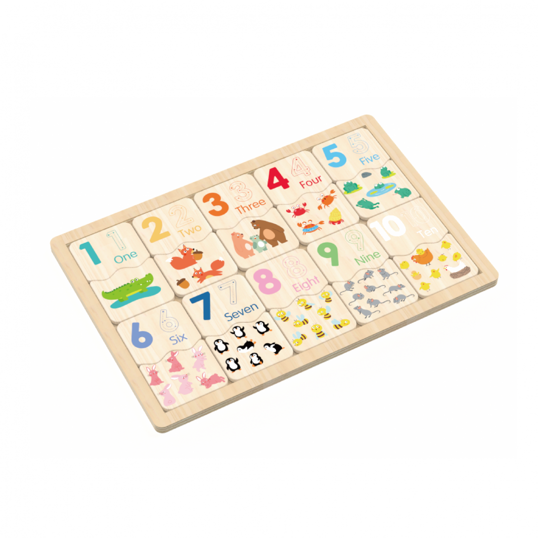 Puzzle Lemn Numere Momki - 21 Piese Educativ 3+ Ani