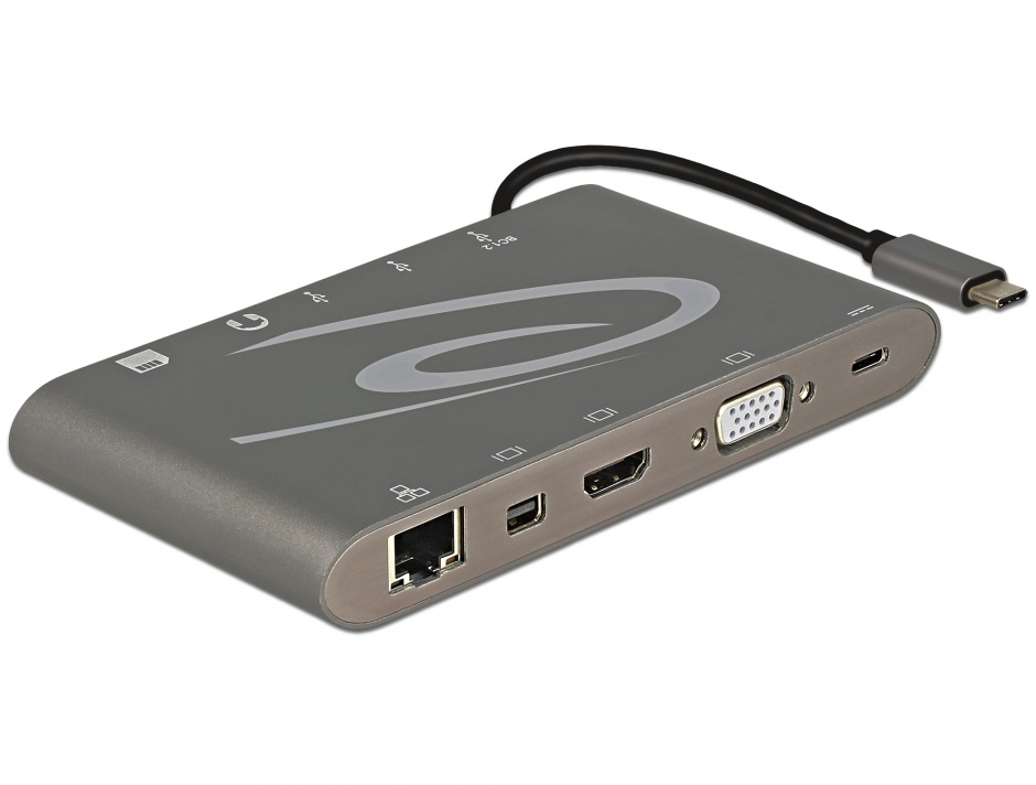 Docking Station USB-C Delock 4K, HDMI, VGA, LAN
