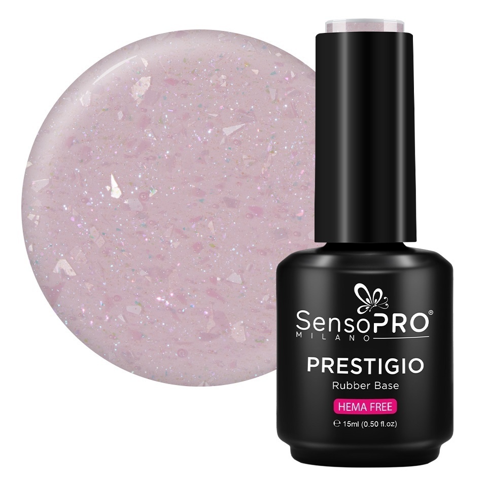 Rubber Base PRESTIGIO SensoPRO Fairy Gleam 15ml, fără HEMA