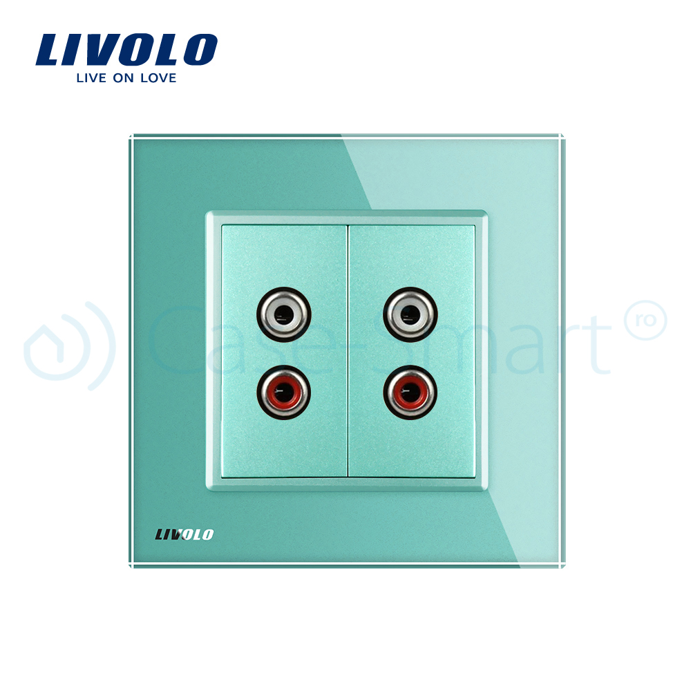 Priză Dublă Audio Livolo cu Ramă Sticlă - imagine 11