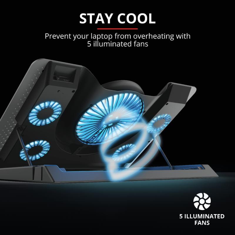 Stand Cooler Laptop Trust GXT 1125 Quno cu 5 Ventilatoare - imagine 7