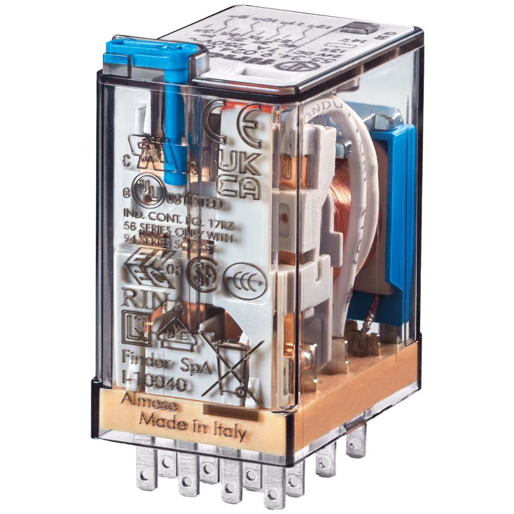 Releu Finder 55.32 fișabil 48VCC 2CO 10A cu buton de probă