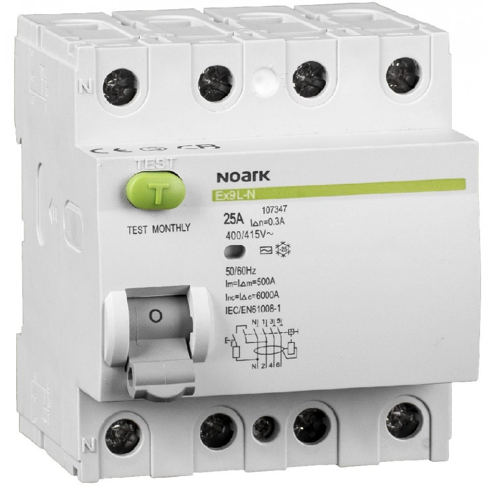 Întrerupător diferențial RCCB Noark Ex9L-N 4P 25A 300mA