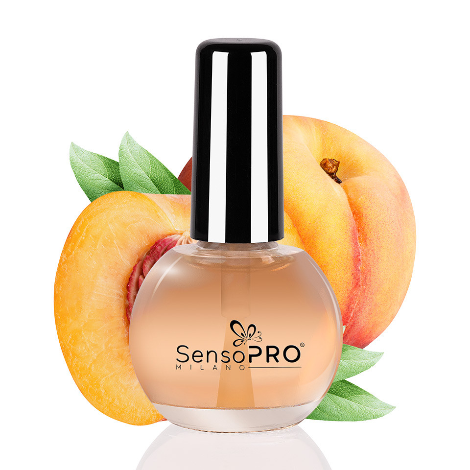Ulei Cuticule Peach SensoPRO cu Pensula, 15 ml