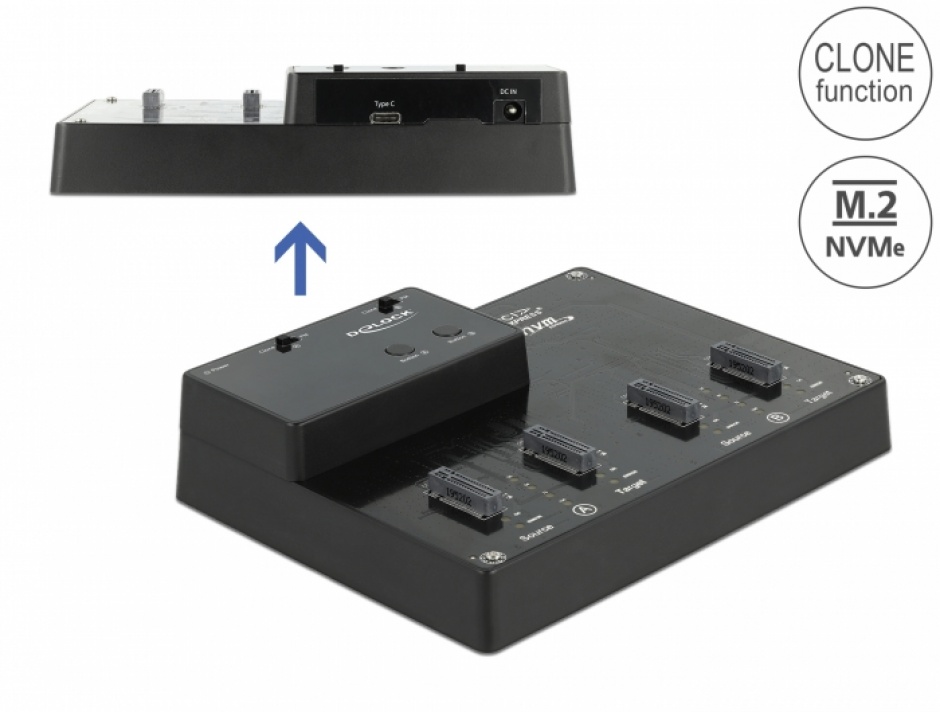 Docking Station Delock, 4x M.2 NVMe, Functie Clonare