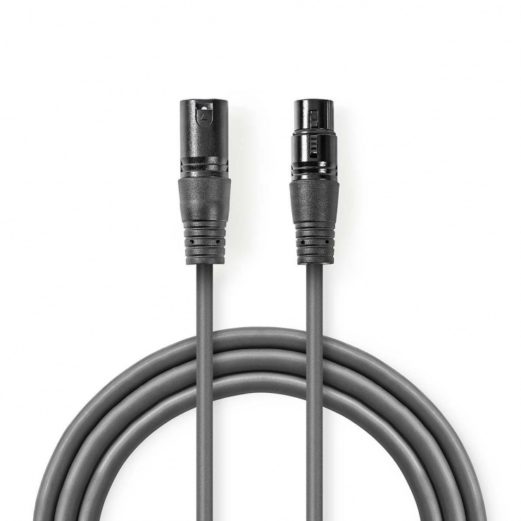 Cablu Audio XLR 3 Pini Nedis, 0.5m, Flexibil