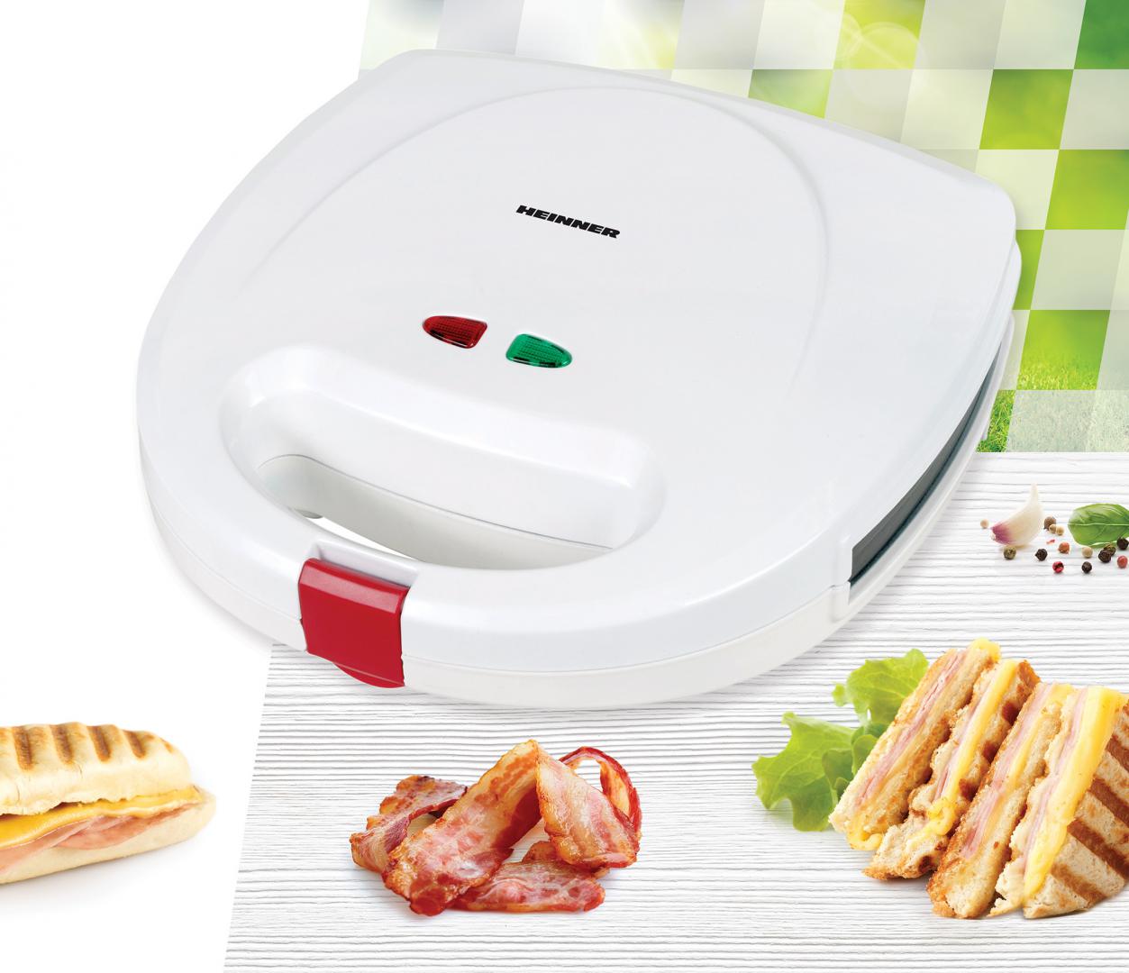 Sandwich Maker Heinner SM-2K750WH, 750W, Plite Antiaderente - imagine 3
