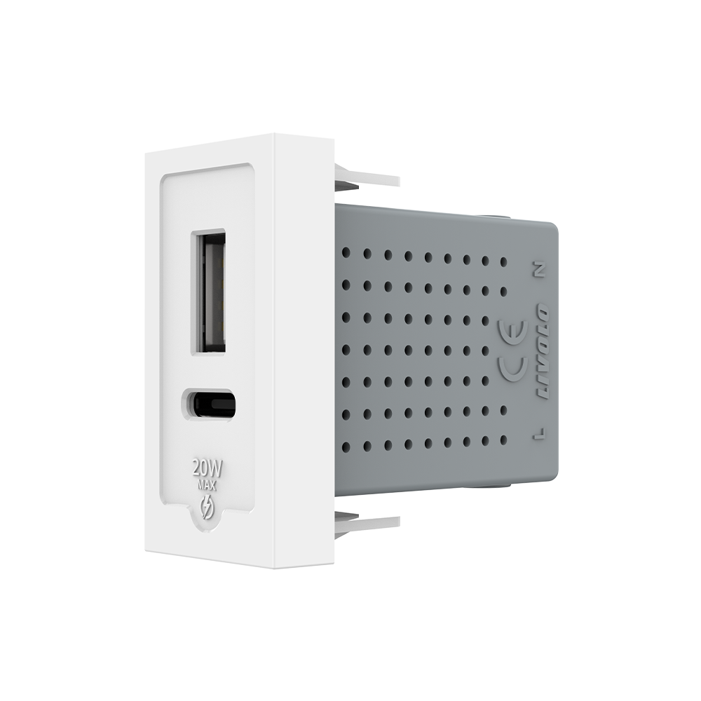 Priza USB-A + USB-C 20W LIVOLO, încărcare rapidă PD și QC
