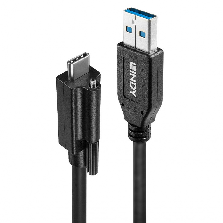 Cablu USB 3.1 A la C cu Şurub Lindy, 1m