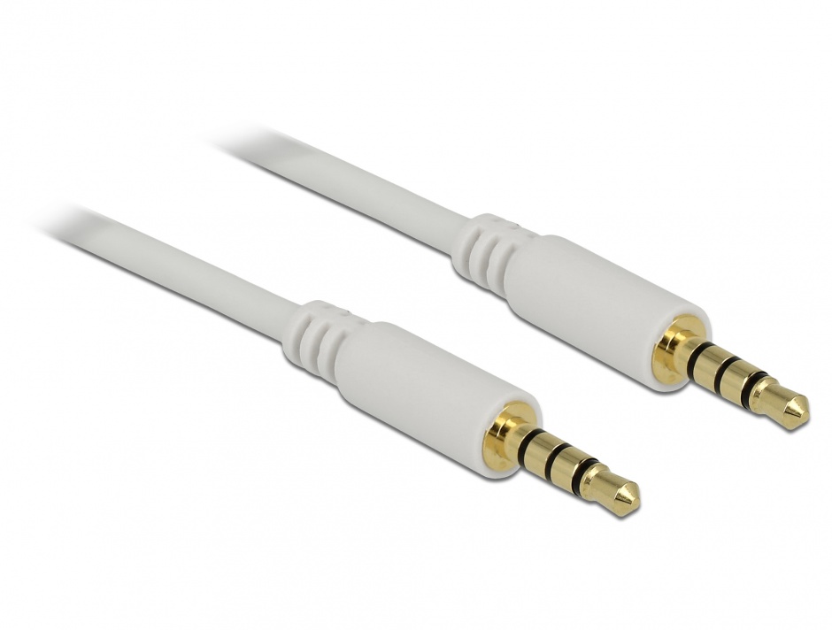 Cablu Stereo Jack 3.5mm 4P 3m Alb Delock