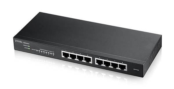 Switch retea business Zyxel GS1915-8-EU0101F, 8 porturi Gigabit RJ45, L2 management inteligent, Nebula cloud, fara ventilator, metal