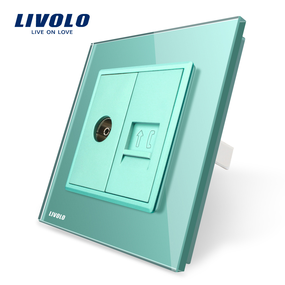 Priza TV+Telefon Livolo Rama Sticla - imagine 9