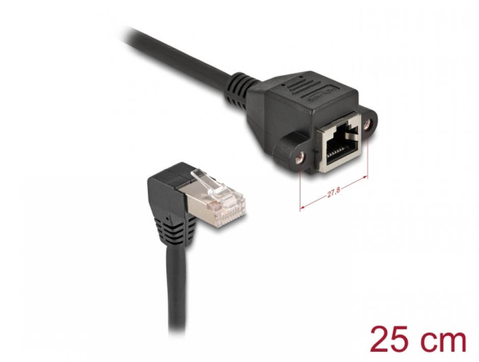 Cablu Delock RJ45 Cat.6A S/FTP 0.25m Unghi
