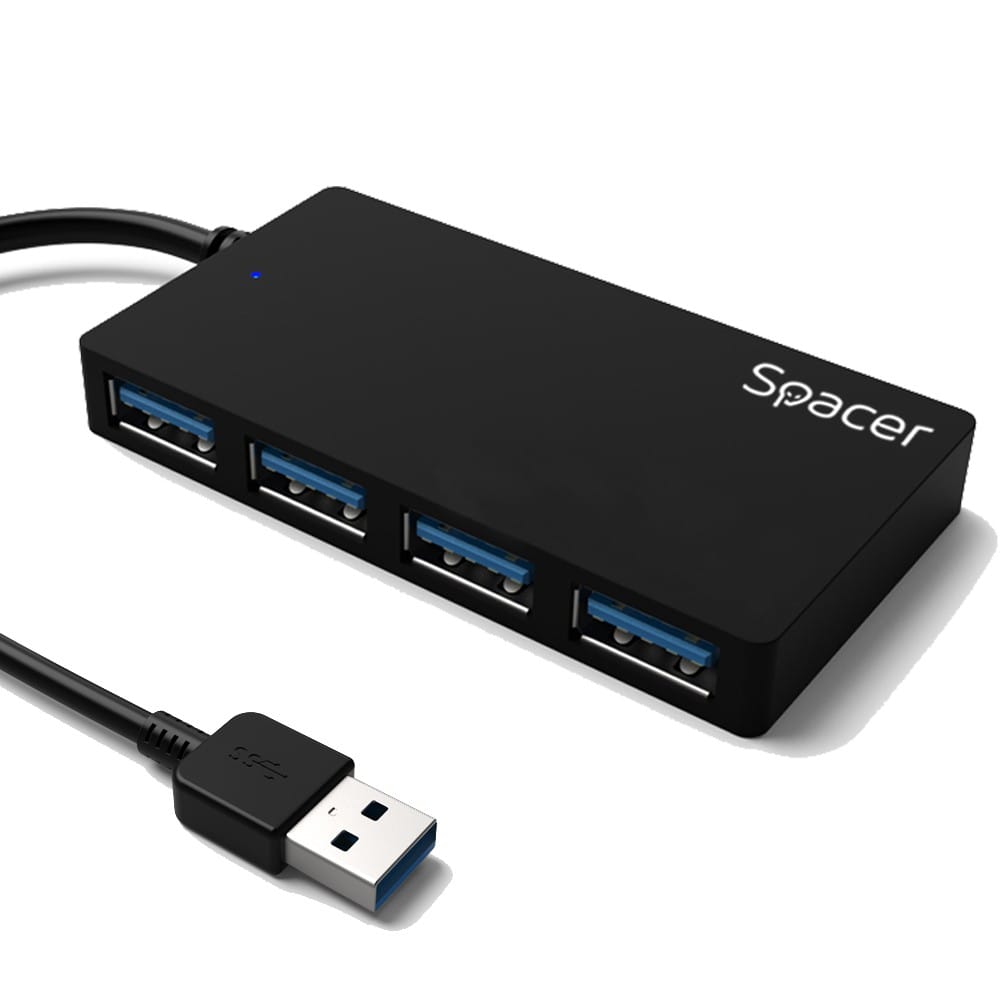 Hub USB 3.0 Spacer SPH-332, 4 Porturi, Negru - 5Gbps - imagine 2