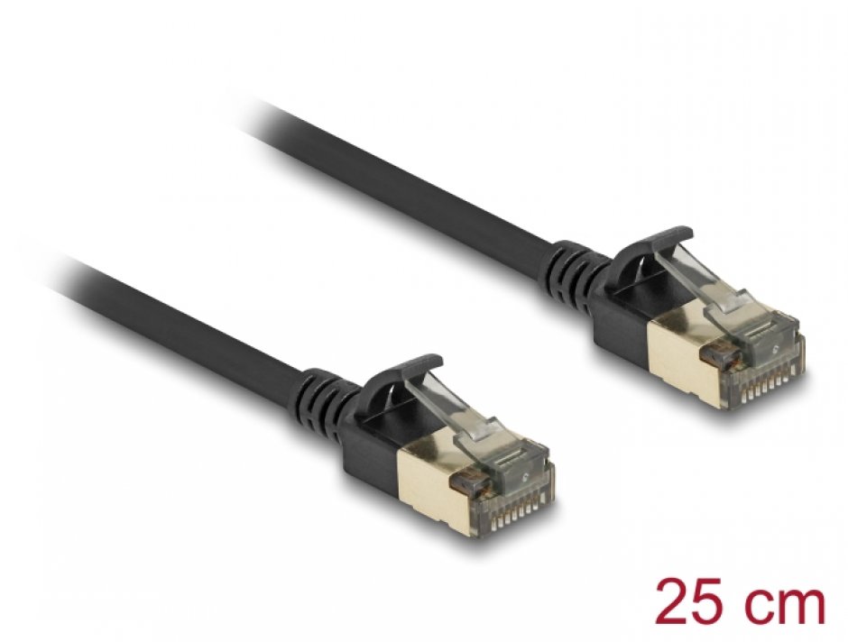 Cablu Delock RJ45 Cat.8.1 FTP Slim 0.25m Negru