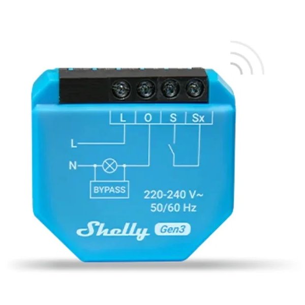 Releu Smart Shelly 1L GEN3 | Fără Fir Nul, 1 Canal