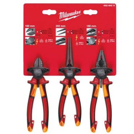 Set 3 Clești VDE Milwaukee, Izolați 1000V