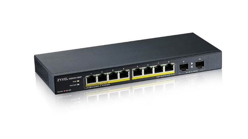 Switch Zyxel GS1100-10HP, 8 Porturi Gigabit PoE+, Buget 130W