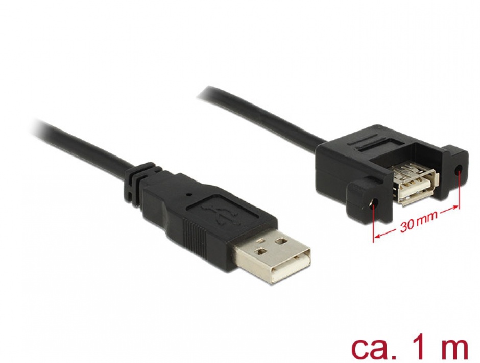 Cablu USB 2.0 Panel-Mount Delock 1m