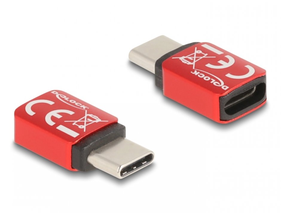 Adaptor USB-C Data Blocker Delock 240W Roșu
