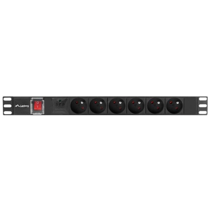 Lanberg PDU 19 inch, 1U, 6 prize, 16A, negru