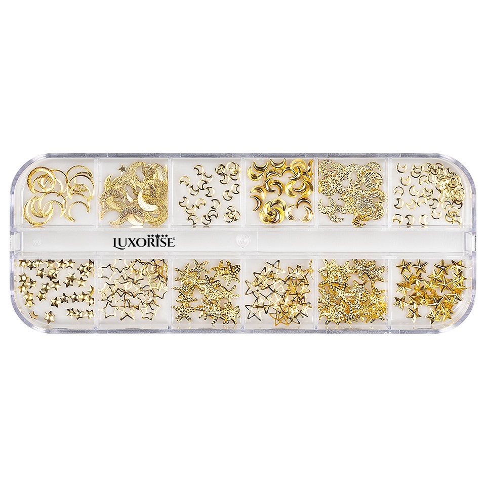Strasuri Unghii LUXORISE Gold Nights | 12 Modele - imagine 2