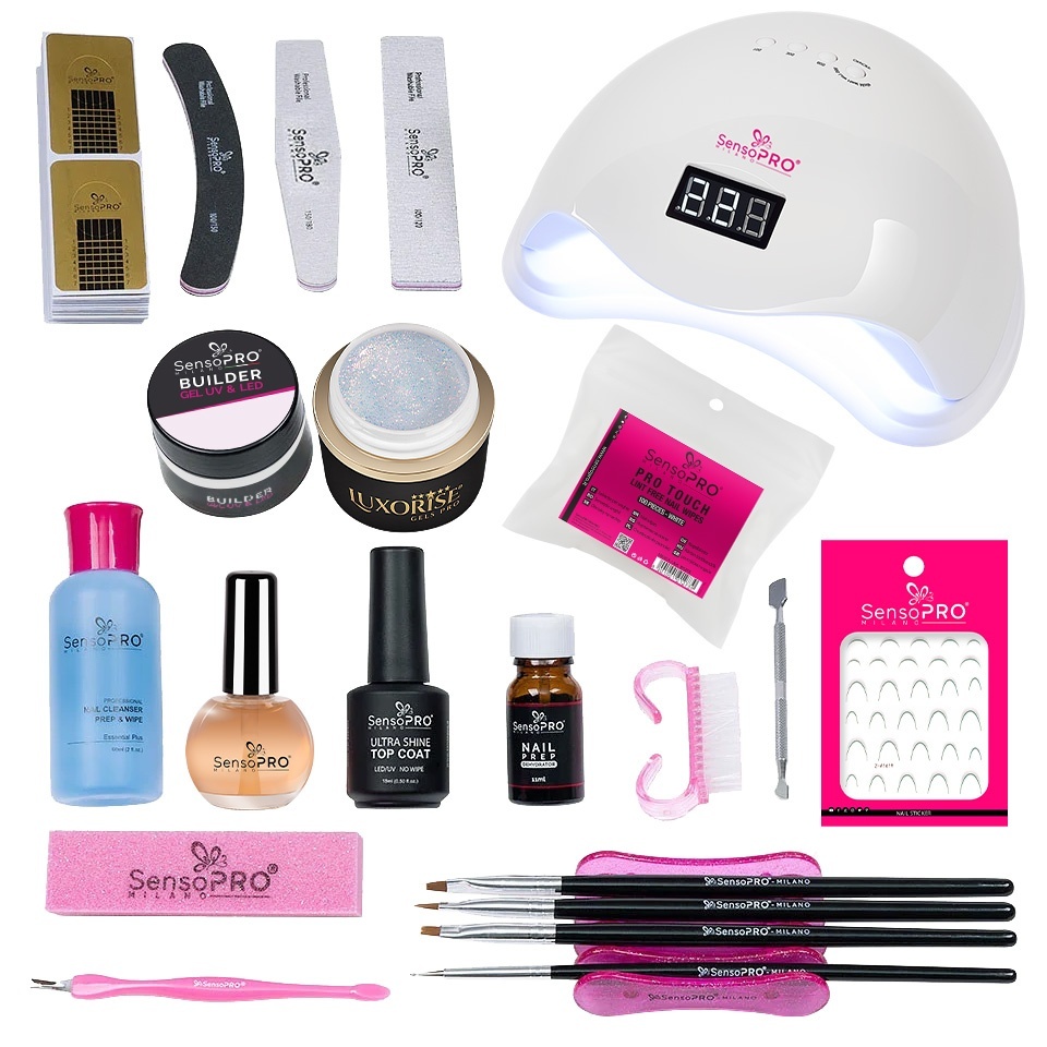 Kit Unghii Gel French SensoPRO Milano + Lampa LED