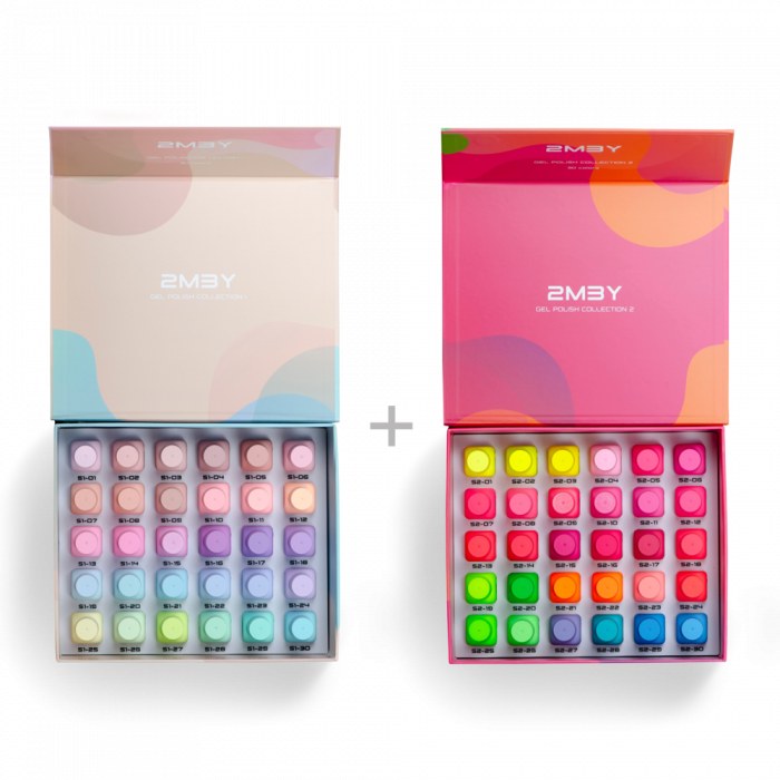 Set 2M Beauty 60 Oje Semipermanente Pastel și Neon