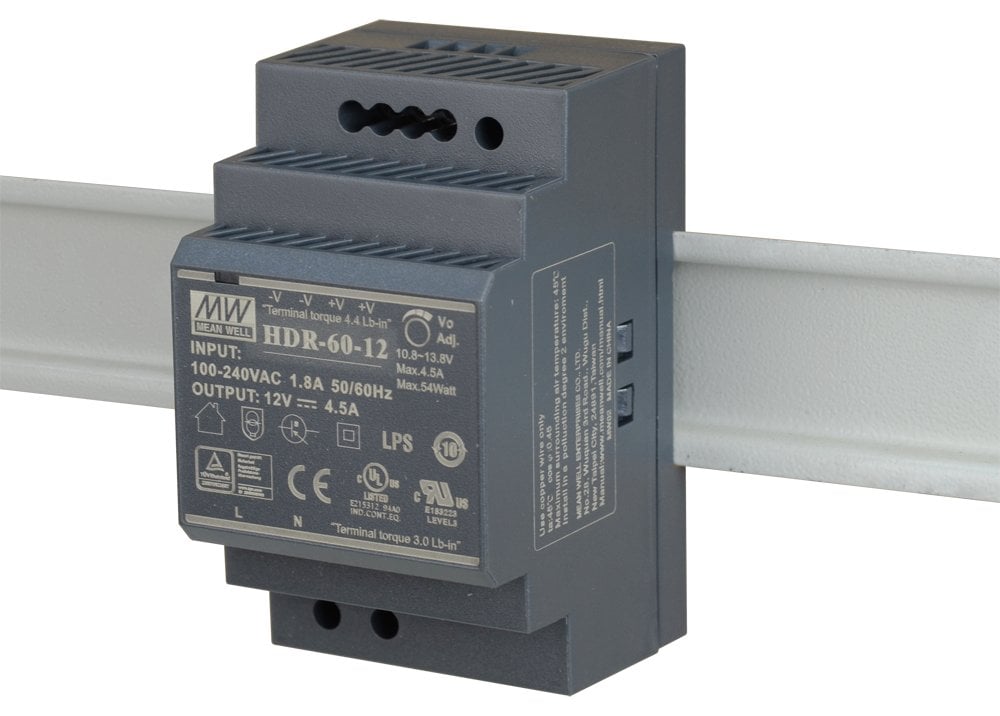 Mean Well HDR-60-12 Sursa 12V/4.5A Ultra Slim DIN