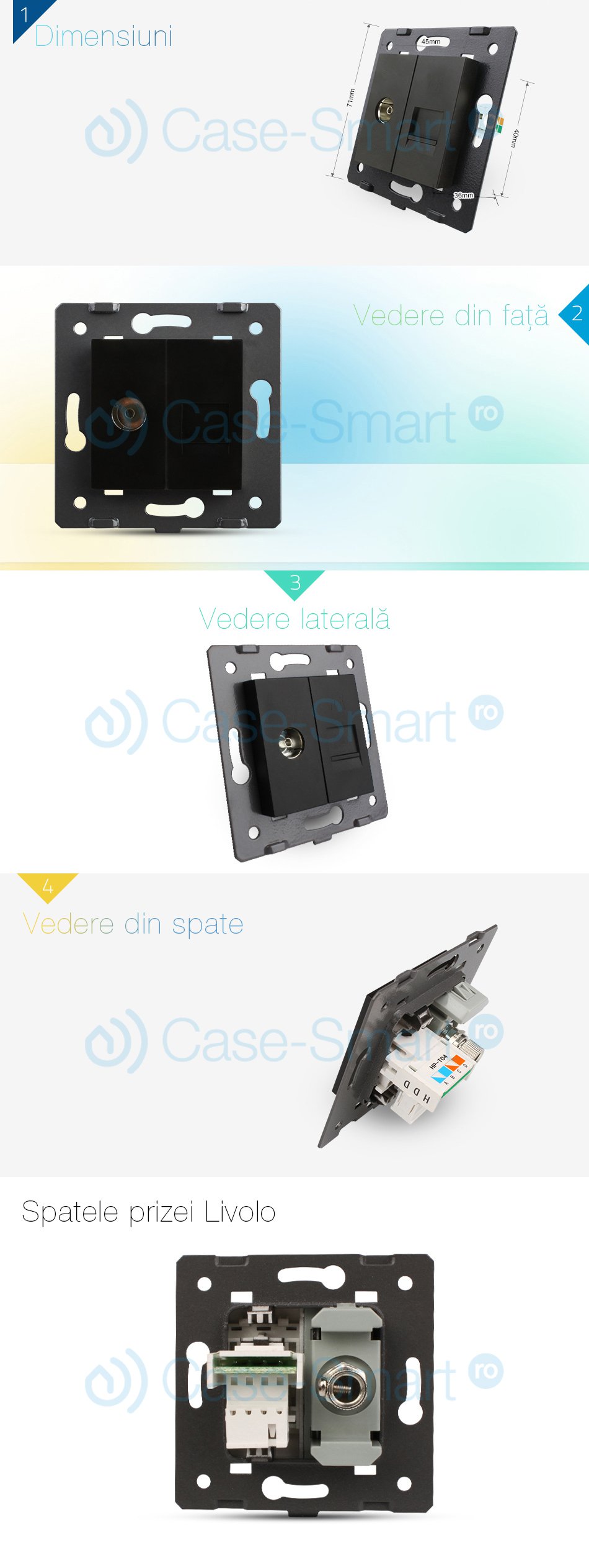 Priza Dublă TV+Telefon Livolo, Touch - imagine 6