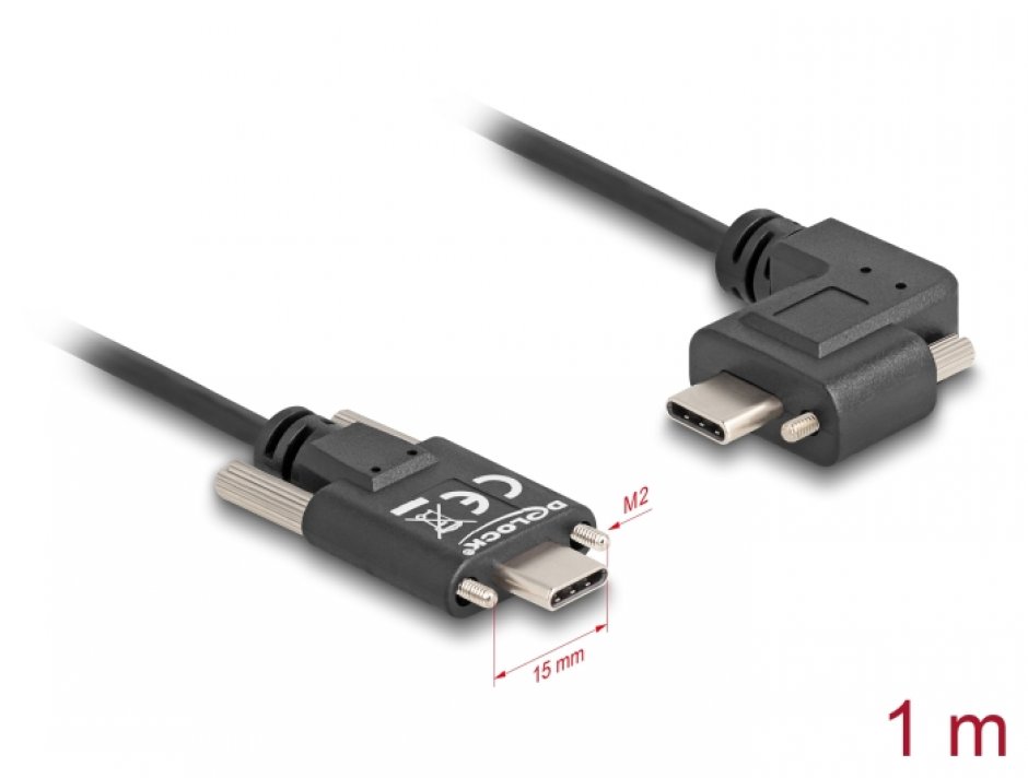 Cablu USB-C Delock 60W cu Șuruburi