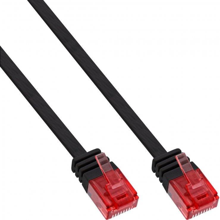 Cablu Rețea RJ45 Plat Cat.6 UTP 10m Negru InLine IL71600S