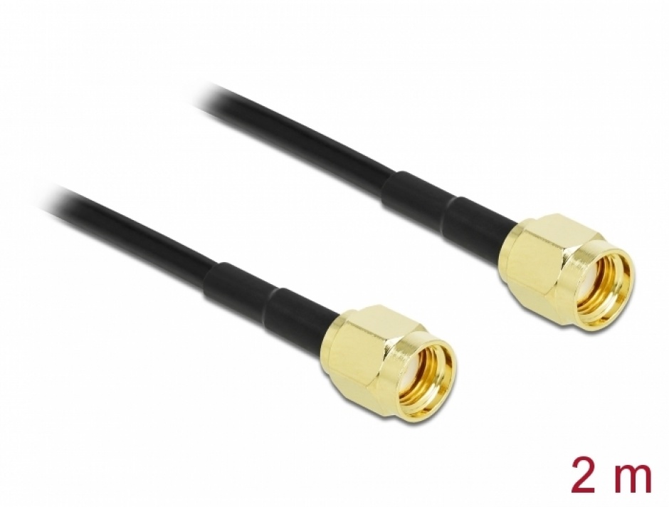 Cablu Antena RP-SMA 2m Low Loss Delock 90477