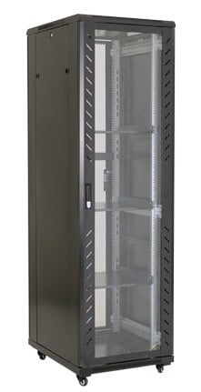 Rack 47U ASYTECH 19 inch, sticlă, roti, 4 ventilatoare