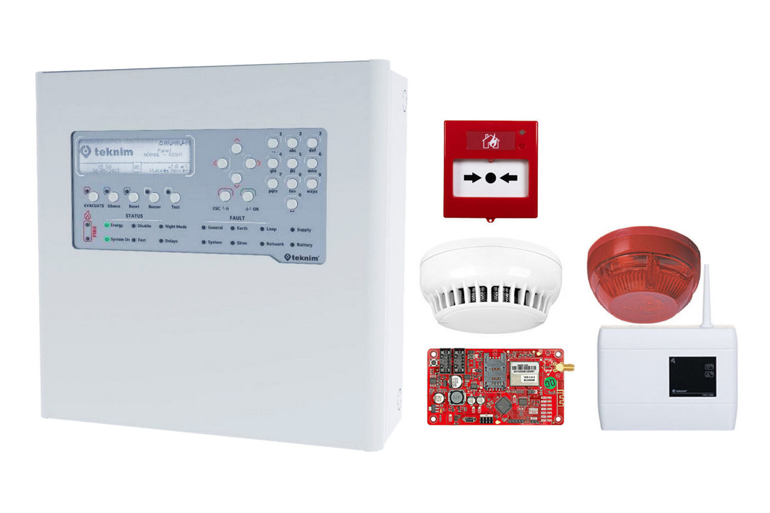 Kit Centrala Incendiu Teknim 72 Zone Wireless