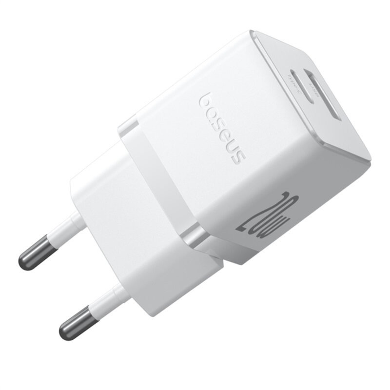 Încărcător Rețea Baseus Palm Quick Charge 20W USB-C și USB Alb - imagine 3
